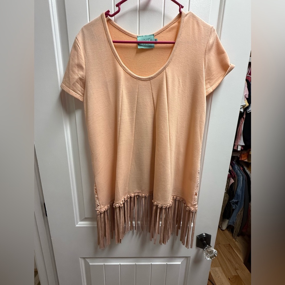 Judith March Size Small Faux Leather Fringe Dressy Western Shirt NWOT